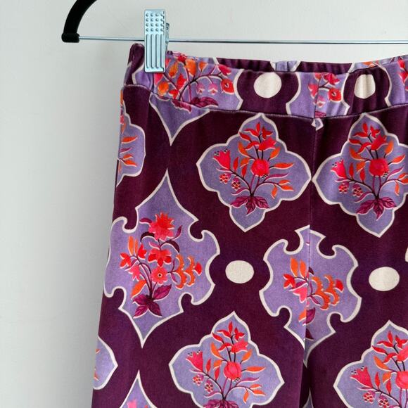 Free People Flare Street Velvet Flare Pants XS High Rise 70s Damask Boho Baroque - Picture 2 of 13